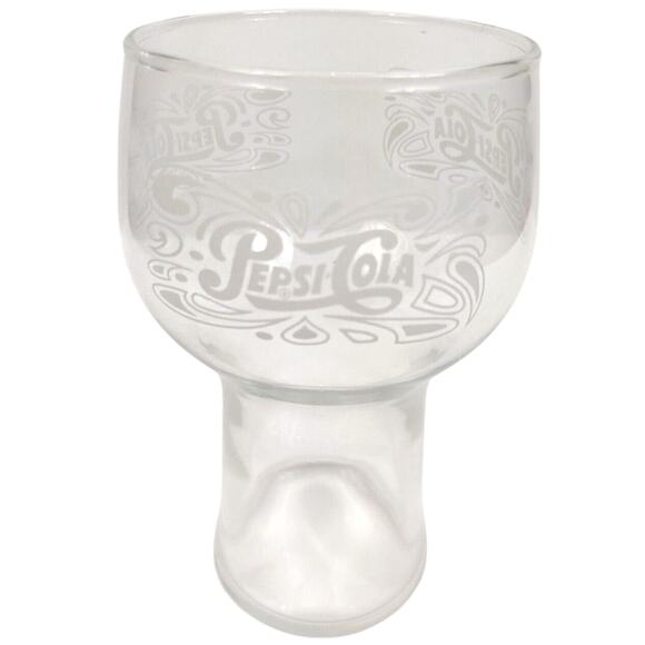 Vintage Pepsi Cola 1970’s Pedestal Drinking Glass White Lettering - 16 oz - Picture 1 of 7